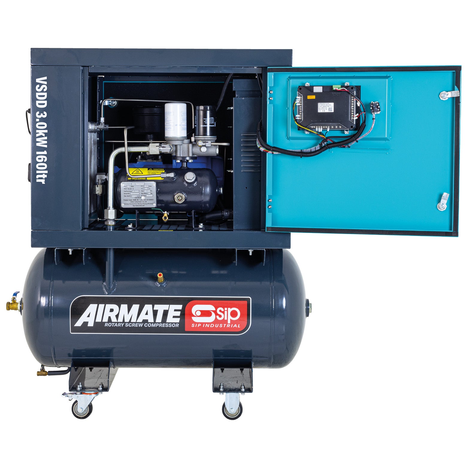 SIP VSDD 3kW 10bar 160ltr 230v Rotary Screw Compressor