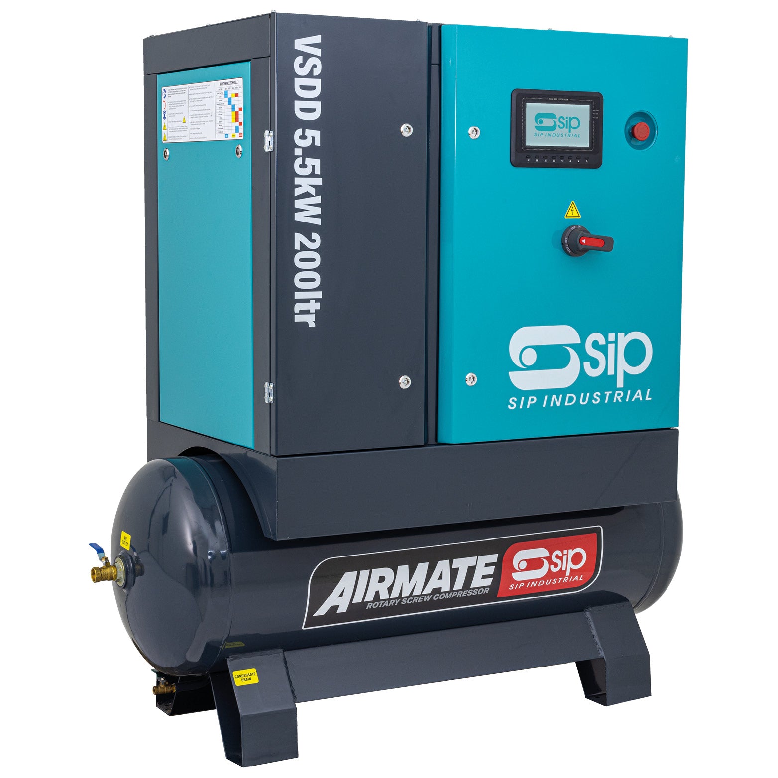 SIP 08260 VSDD 5.5kW 10bar 200ltr 400v Rotary Screw Compressor