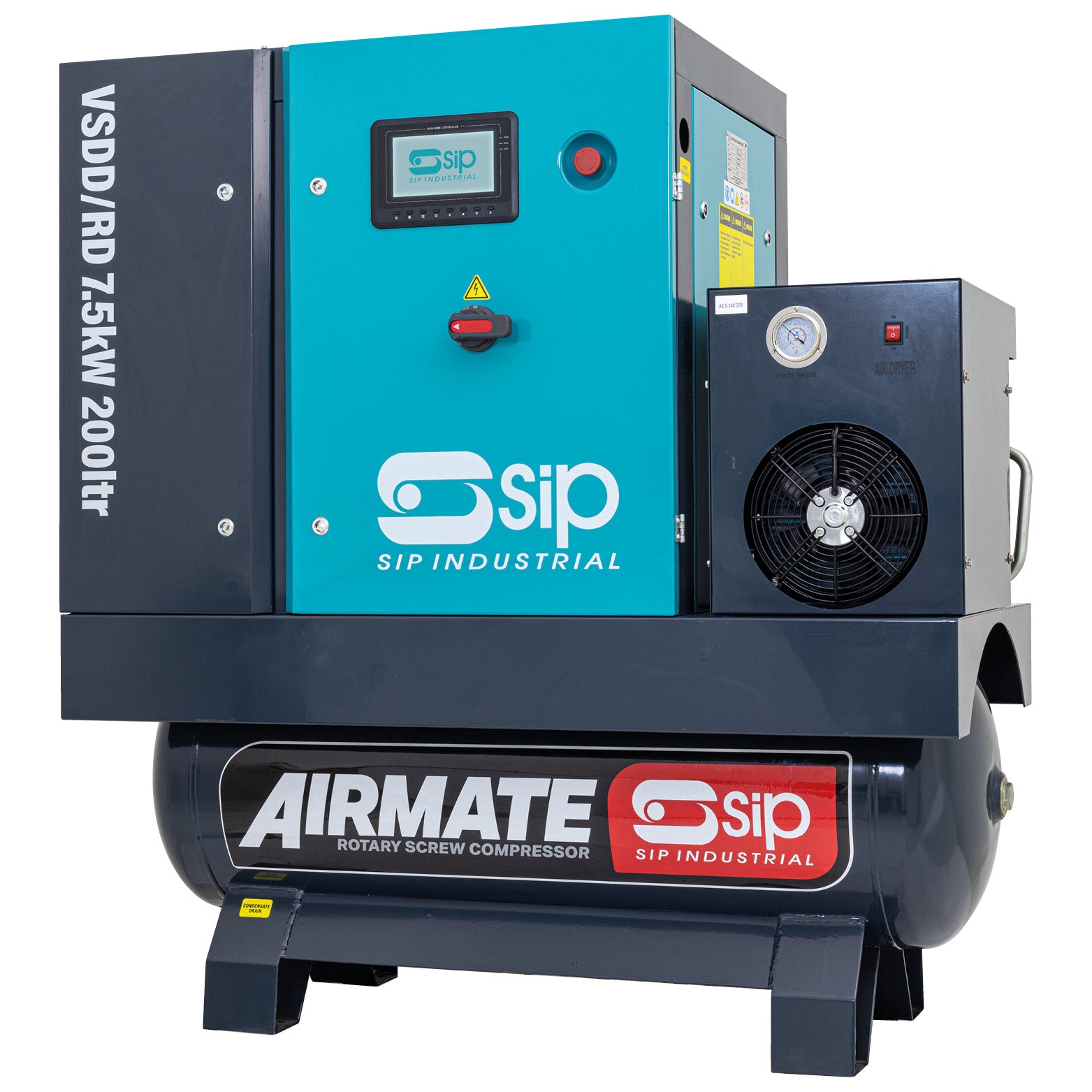 SIP 08264 VSDD/RD 7.5kW 8bar 200ltr 400v Rotaty Screw Compressor with Dryer