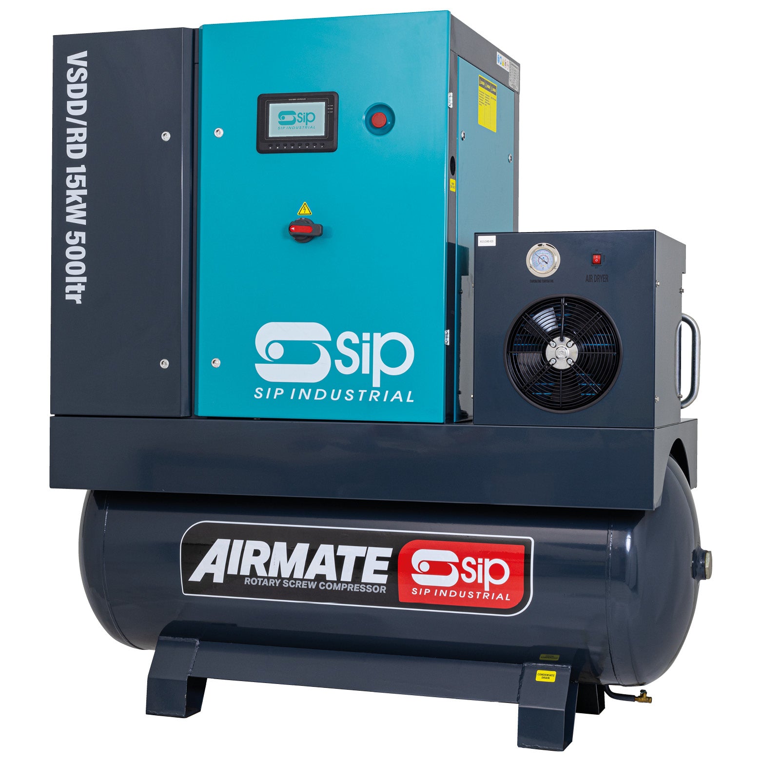 SIP 08267 VSDD/RD 15kW 8bar 500ltr 400v Rotary Screw Compressor with Dryer