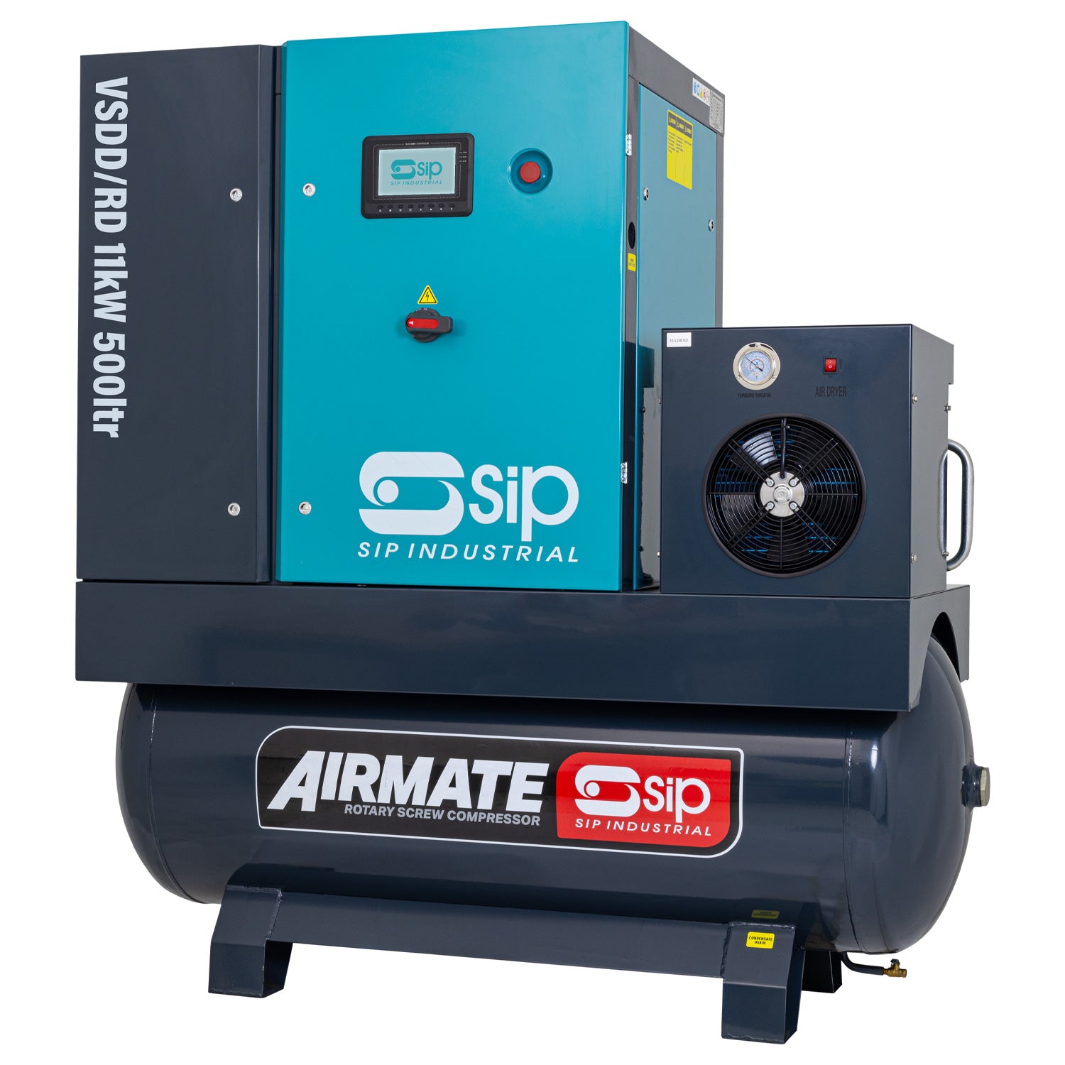 SIP 08272 VSDD/RD 11kW 10bar 500ltr 400v Rotary Screw Compressor with Dryer