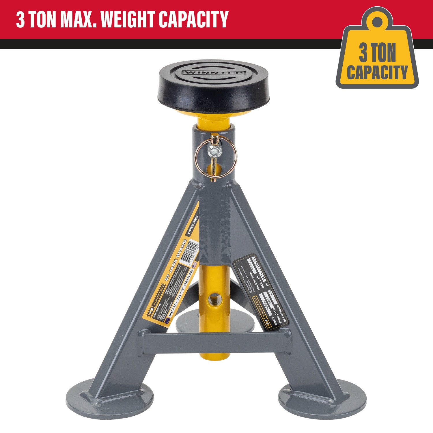 WINNTEC® 3 Ton Low-Profile Pin Jack Stands