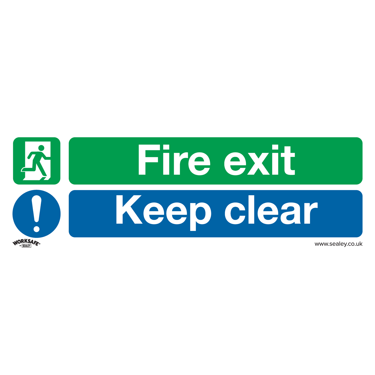 Sealey SS18P10 Safe Conditions Safety Sign - Fire Exit Keep Clear - Rigid Plastic - Pack of 10