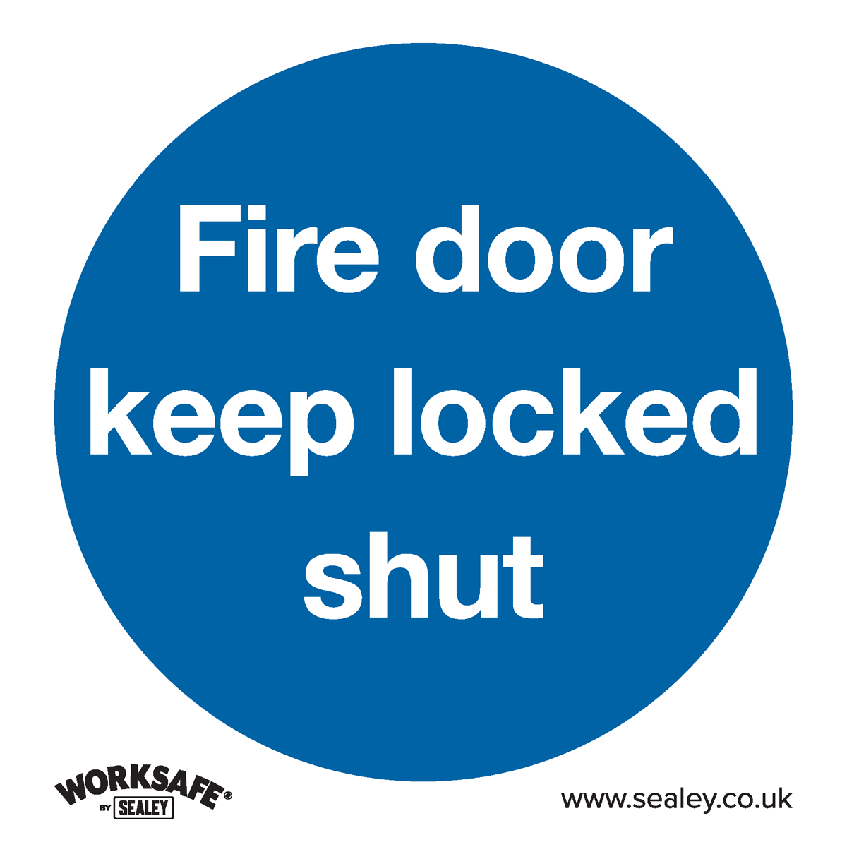 Sealey SS4P1 Mandatory Safety Sign - Fire Door Keep Locked Shut - Rigid Plastic