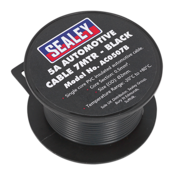 Sealey AC0507B Automotive Cable Thick Wall 5A 7m Black