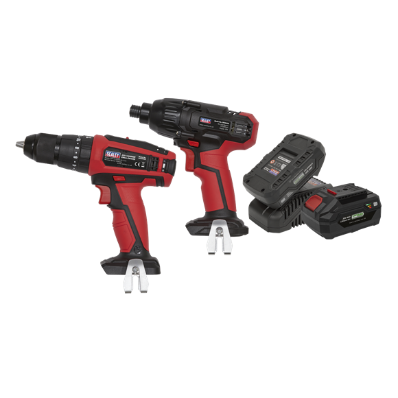 Sealey CP20VDDCOMBO 20V Cordless Ø13mm Hammer Drill/1/4"Hex Drive Impact Driver Combo Kit